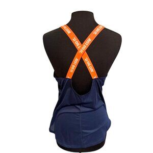 Nike‎ Women’s Tank Top L — Navy / Orange “Just Do It” Cross-Back Straps